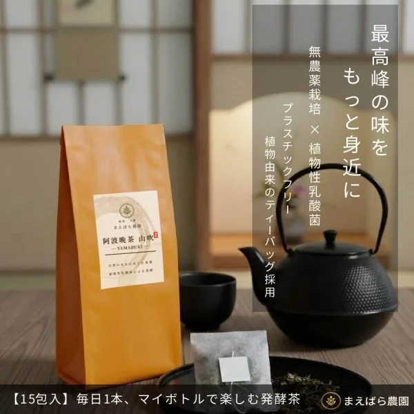 栽培期間中農薬不使用 阿波晩茶 ティーバッグ 15包｜乳酸菌後発酵茶